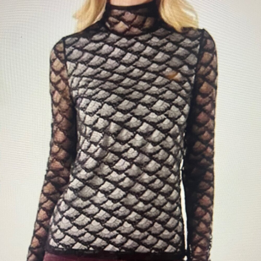 Diane Von Furstenberg Surya Black Lace lined Blouse Top sz 4 NWTS $300